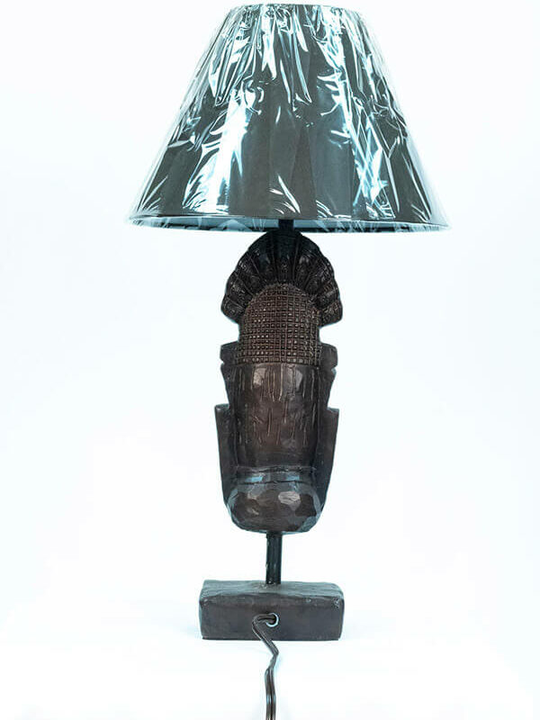 african mask lamp, back view