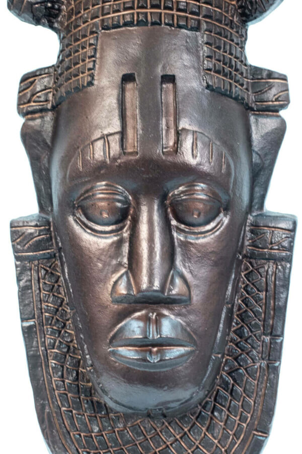 african mask lamp, closeup